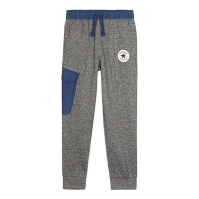 Boys' grey knitted logo applique jogging bottoms